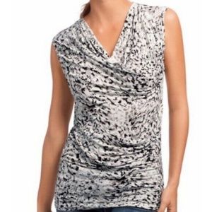 DRAPE NECK SLEEVELESS TUNIC ANIMAL PRINT 734